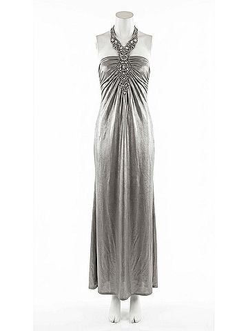 LM Collection Beaded Halter Gown in Sable (view 1)
