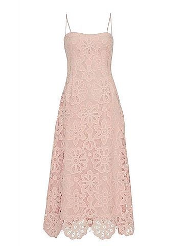 Lela Rose Women's Floral Lace Midi Dress in Pink (view 2)