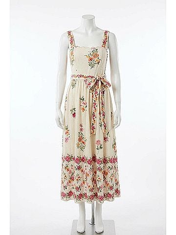 Blu Pepper Floral Border Midi Dress in Light Khaki Multi (view 1)