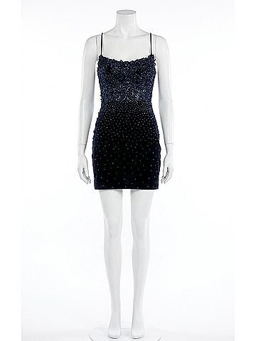 Amelia Couture Hot Stone Short Dress in Black (view 1)