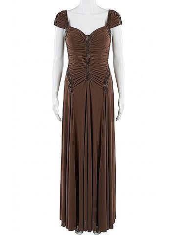 Mignon Beaded Jersey Gown in Brown (view 1)