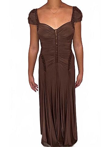 Mignon Beaded Jersey Gown in Brown (view 2)