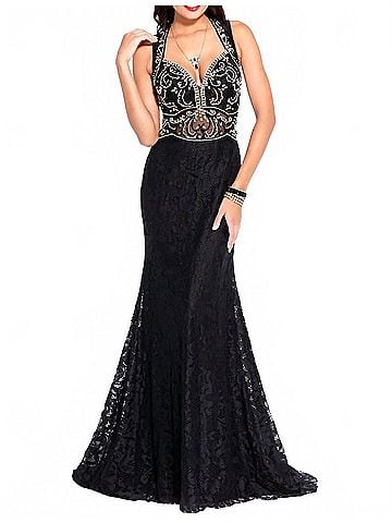 Shail K Hand Beaded Floor Length Evening Gown in Black (view 2)
