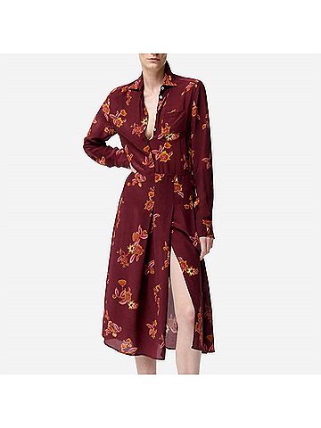 Vanessa Bruno Fresh Silk-Blend Shirt Dress in Bordeaux (view 2)