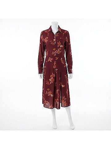 Vanessa Bruno Fresh Silk-Blend Shirt Dress in Bordeaux (view 1)