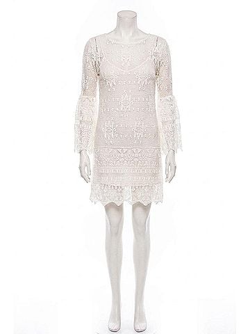 Jen's Pirate Booty Evoke Aztec Lace Mini Dress in Sierra Madre White (view 1)