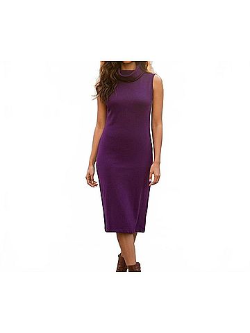 Donna Karan Collection Cowlneck Sleeveless Midi Dress in Rich Purple (view 2)