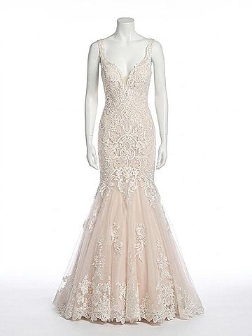 Allure Bridals Lace Bridal Gown in Antique Champaine Ivory (view 1)