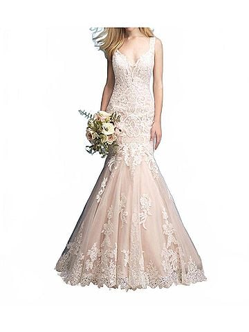 Allure Bridals Lace Bridal Gown in Antique Champaine Ivory (view 2)