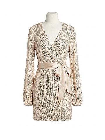 En Creme Sequin Mini Dress in Silver (view 1)