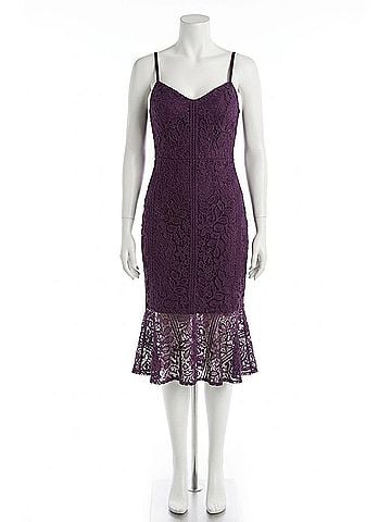 Siena Studio Floral Lace Midi Dress in Plum (view 1)