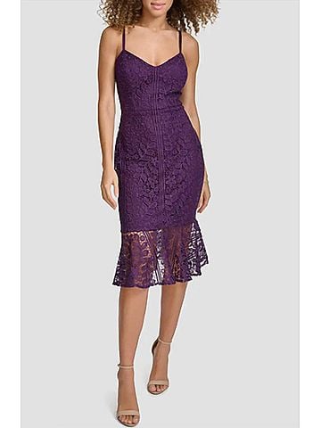 Siena Studio Floral Lace Midi Dress in Plum (view 2)