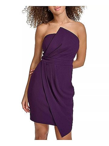 Siena Studio Side-Gathered Mini Dress in Purple (view 2)