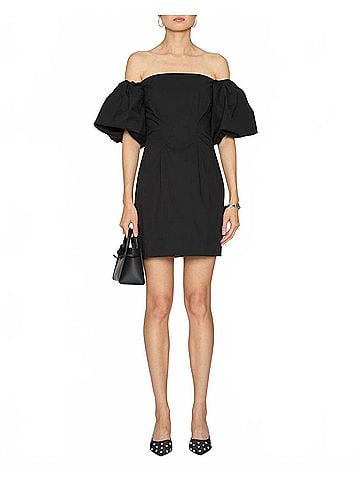 Caroline Constas Rebekah Bubble Sleeve Mini Dress in Black (view 2)