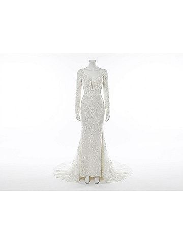 Demetrios Ella Tulle Beaded Dress in Ivory/Natural (view 1)