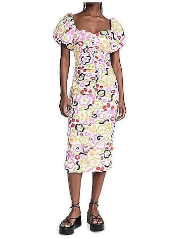 Rhode Tessa Painted Bloom Midi Dress in Multicolor (view 2)