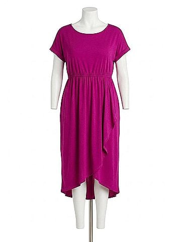Chris & Carol Scoop Neck Ruffle Wrap Midi Dress - Plus in Purple (view 1)