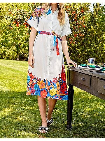 Tucker Sarah Shirt Dress in Grecian Garden (view 2)