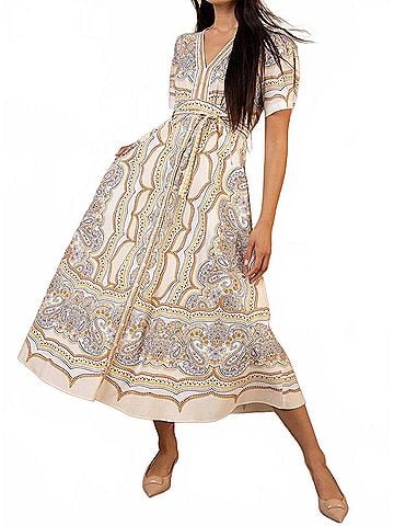 Hale Bob Eila Cotton Poplin Dress in Beige (view 2)