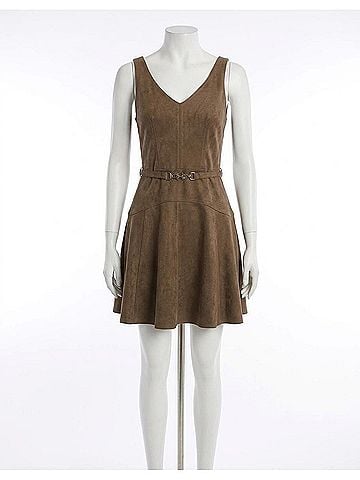 Karina Grimaldi Hanna Suede Mini Dress in Olive (view 1)