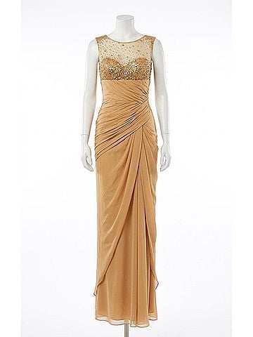 Mignon Mignon Sheer Chiffon Gown in Beige/Ginger (view 1)