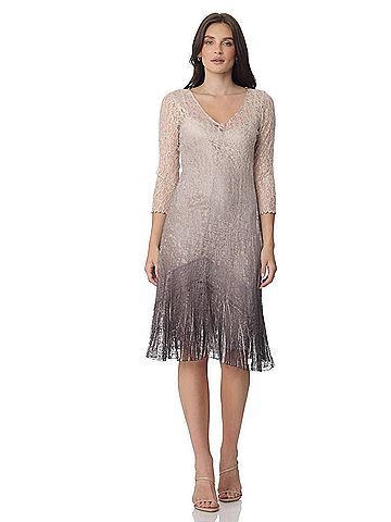 Komarov Lace Three-Quarter Sleeve Dress in Beach Cafe Ombre (view 2)