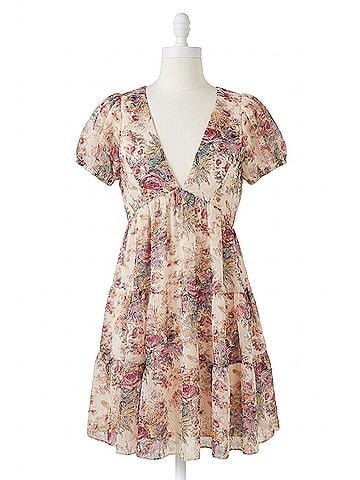 BaeVely Finding Romance Floral Dress in Cream Multi (view 1)