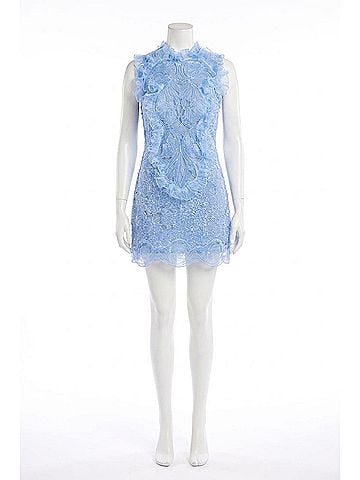 Costarellos Siora Organza Shift Dress in Blue (view 1)