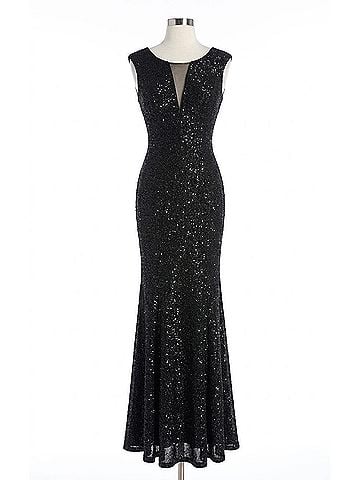 Eliza J Sparkle Cap Sleeve Dress in Black (view 1)