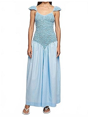 S/W/F Cap Sleeve Mottled Maxi Dress in Sky Blue (view 2)