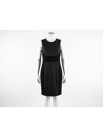 Katherine Barclay Women's Knit Sleeveless Dress in Charcoal With Black Border (view 1)