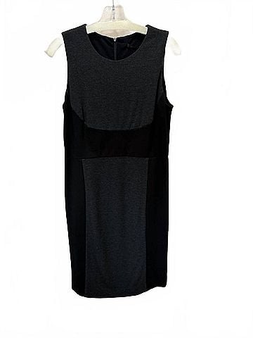 Katherine Barclay Women's Knit Sleeveless Dress in Charcoal With Black Border (view 2)