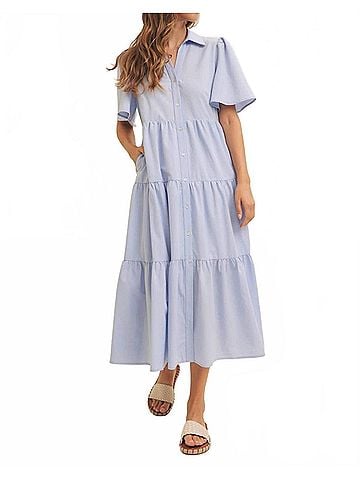 In February Drifting Away Midi Dress in Light Blue (view 2)
