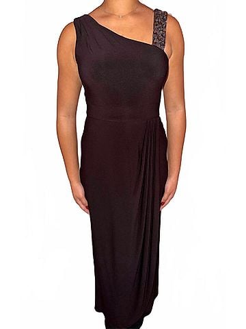 Decode 1.8 Beaded One Shoulder Jersey Gown in Brown (view 2)