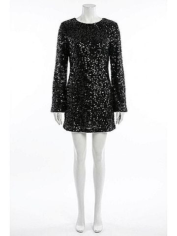 En Creme Evangeline Sequin Mini Dress in Black (view 1)