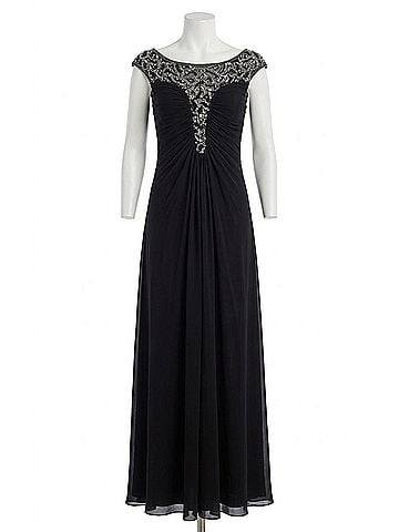 Decode 1.8 Women's Beaded Cap Sleeve Gown in Black (view 1)