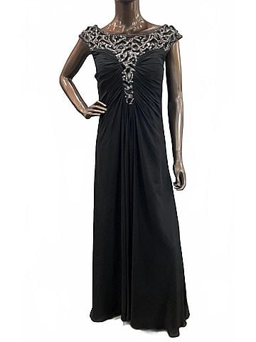Decode 1.8 Women's Beaded Cap Sleeve Gown in Black (view 2)