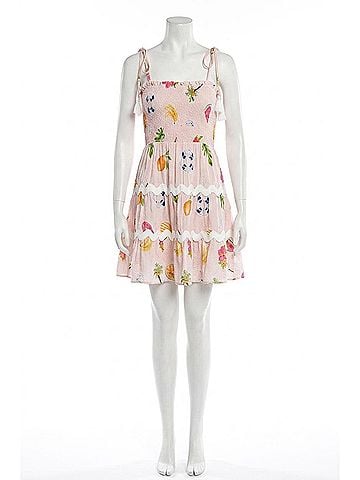 Illa Illa Pool Party Printed Lace Trim Dress in Pink (view 1)