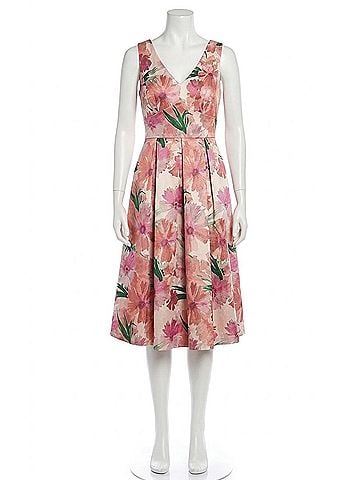 Eliza J Floral Print Fit And Flare Midi Dress in Pink (view 1)