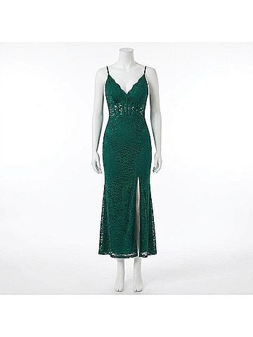 Morgan & Co. Lace Maxi Dress in Teal (view 1)