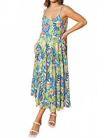 Flying Tomato Paradise Found Midi Dress in Blue (view 2)