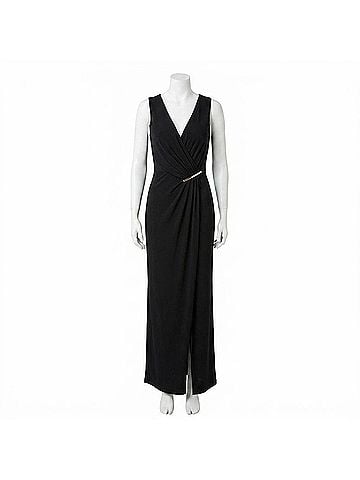 Donna Karan Collection V-Neck Wrap Maxi Dress in Black (view 1)