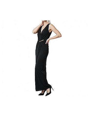 Donna Karan Collection V-Neck Wrap Maxi Dress in Black (view 2)
