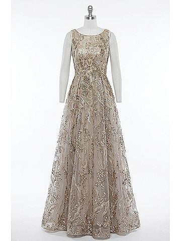 Lara Design Sleeveless Long Gown in Khaki (view 1)