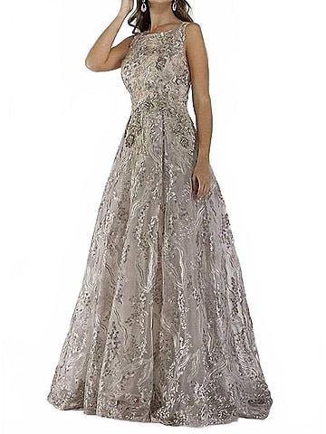Lara Design Sleeveless Long Gown in Khaki (view 2)