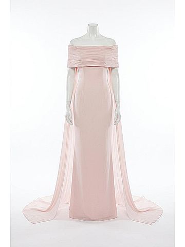 Catherine Regehr Off Shoulder Ripple Collar Gown With Back Floats in Light Pink (view 1)