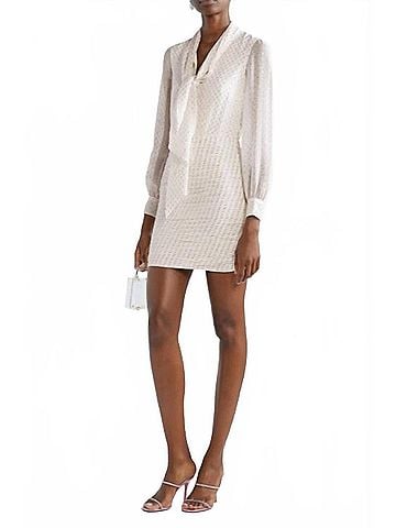 Haney Silk-Blend Chiffon Mini Dress in Metallic Fil Coupe (view 2)