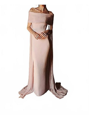 Catherine Regehr Off Shoulder Ripple Collar Gown With Back Floats in Light Pink (view 2)