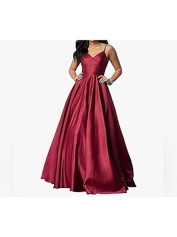 Blondie Nites Elegant Evening Gown in Burgundy (view 2)