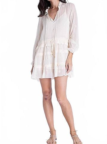 Karina Grimaldi Sienna Embroidered Mini Dress in White (view 2)